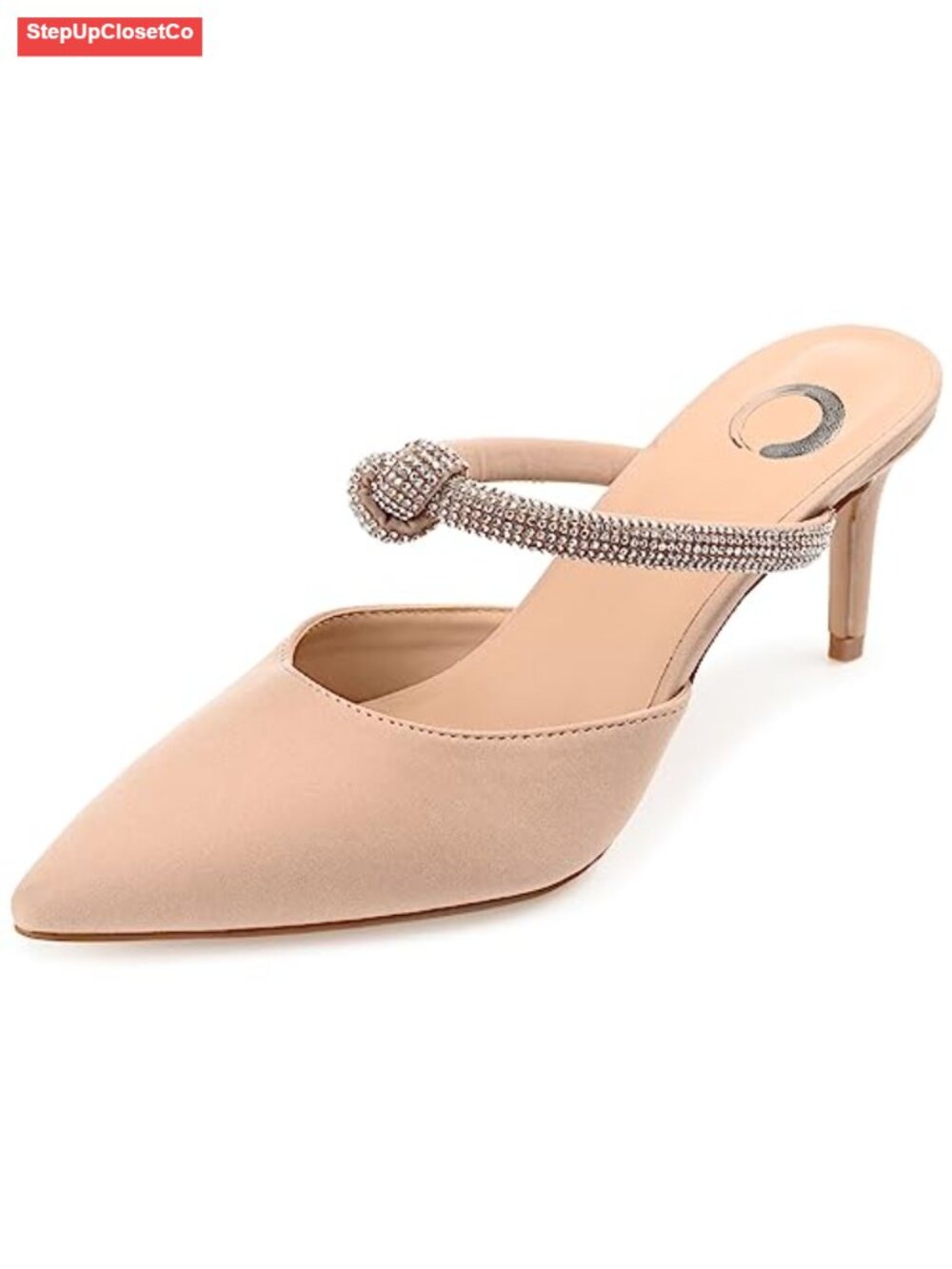 Journee Collection Lunna Rhinestone Faux Suede Slip-On Stiletto Heels